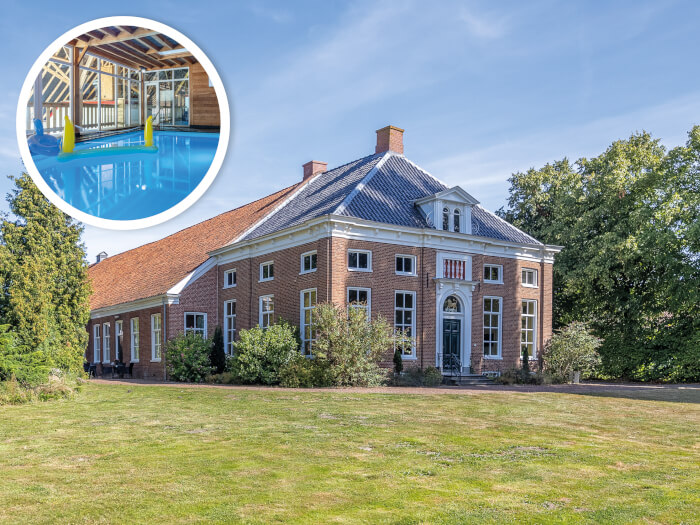 Groepsaccommodatie in Oostwold (Groningen) voor 20 personen met 9 slaapkamers en 10 badkamers.