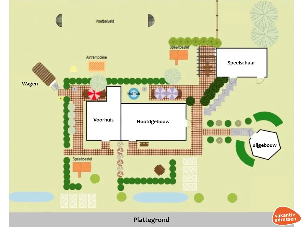 Groepsaccommodatie in Eibergen (Gelderland) voor 26 personen met 11 slaapkamers en 9 badkamers.