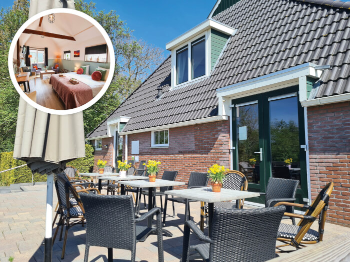 Groepsaccommodatie in De Veenhoop (Friesland) voor 21 personen met 9 slaapkamers en 9 badkamers.