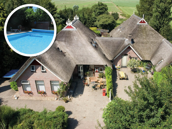 Groepsaccommodatie in Blesdijke (Overijssel) voor 30 personen met 13 slaapkamers en 9 badkamers.